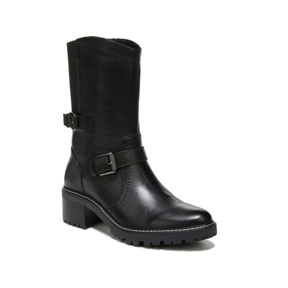 NATURALIZER Womens Black Buckled Strap Talon Leather Boots Shoes 9.5 M
